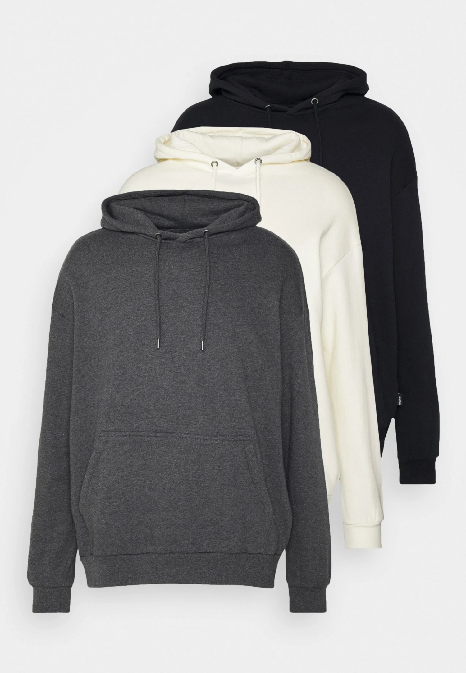 YOURTURN Unisex 3 Pack - Hoodie - Black/Mottled Dark Grey/Off White - Afbeelding 6