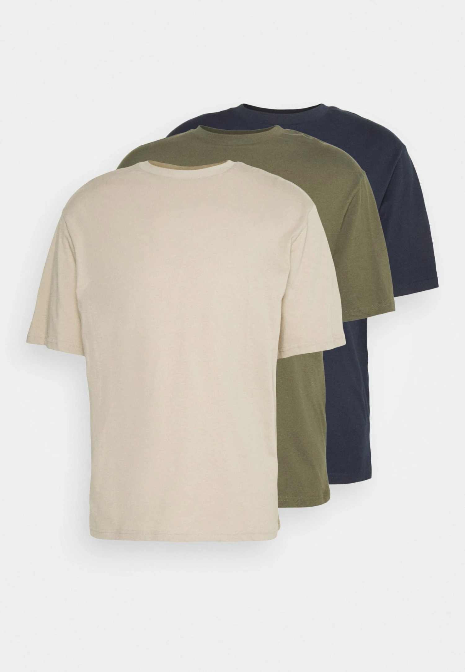 YOURTURN 3Pack Unisex - T-Shirt Basic - Olive, Beige, Dark Blue - Afbeelding 7