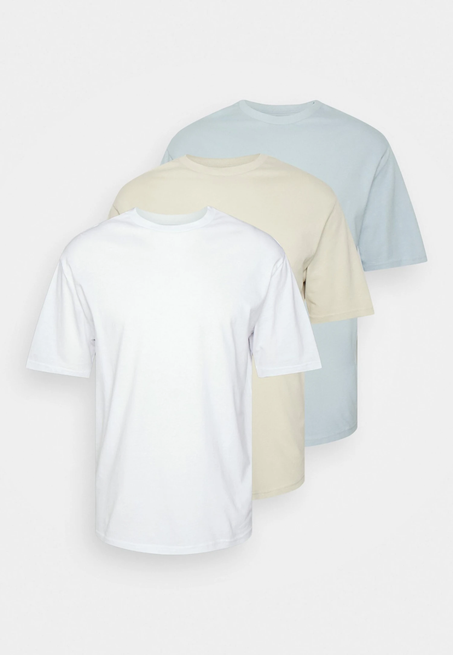 YOURTURN 3Pack Unisex - T-Shirt Basic - White/Off-White/Light Blue
