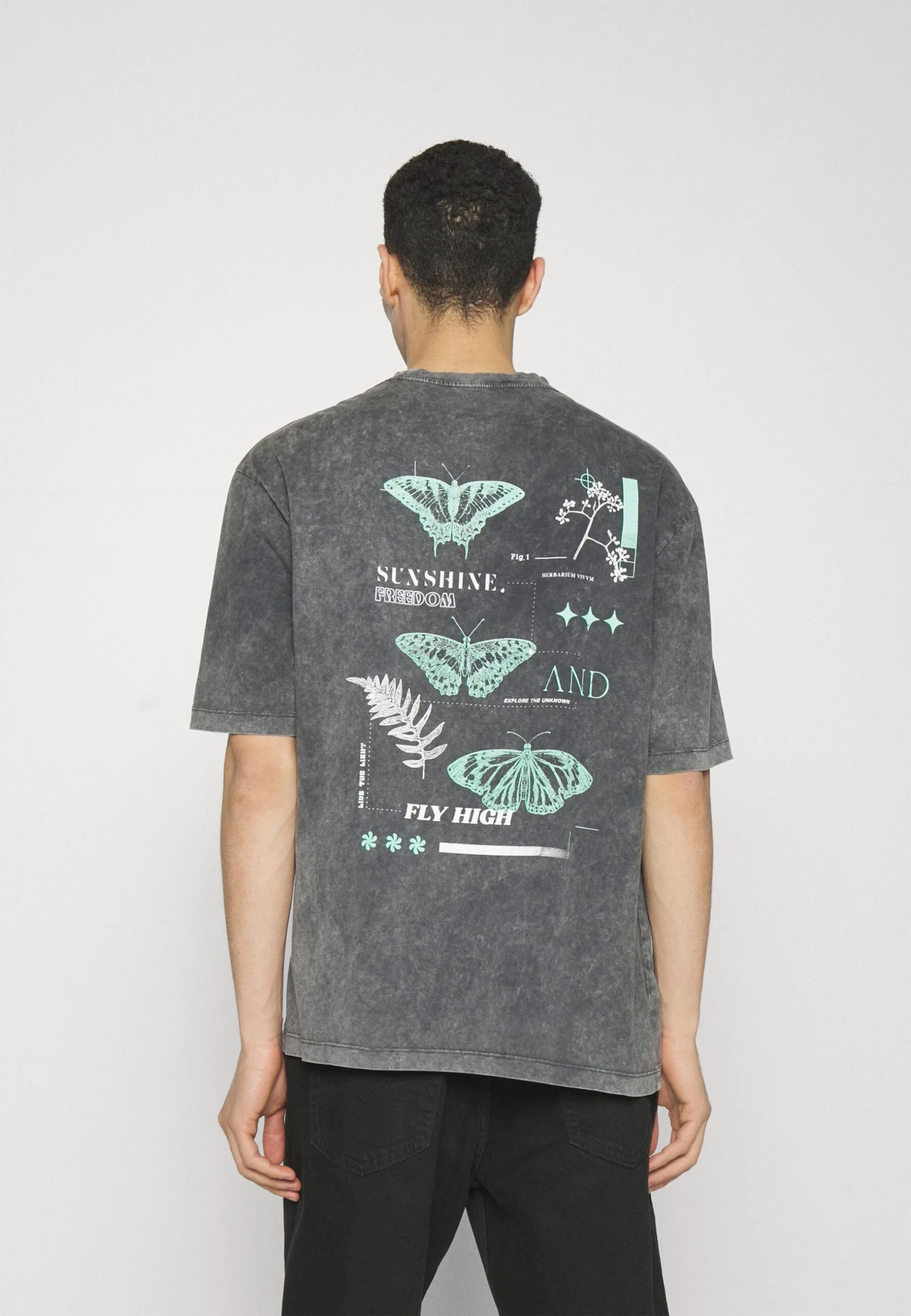 YOURTURN Unisex - T-Shirt Print - Mottled Black