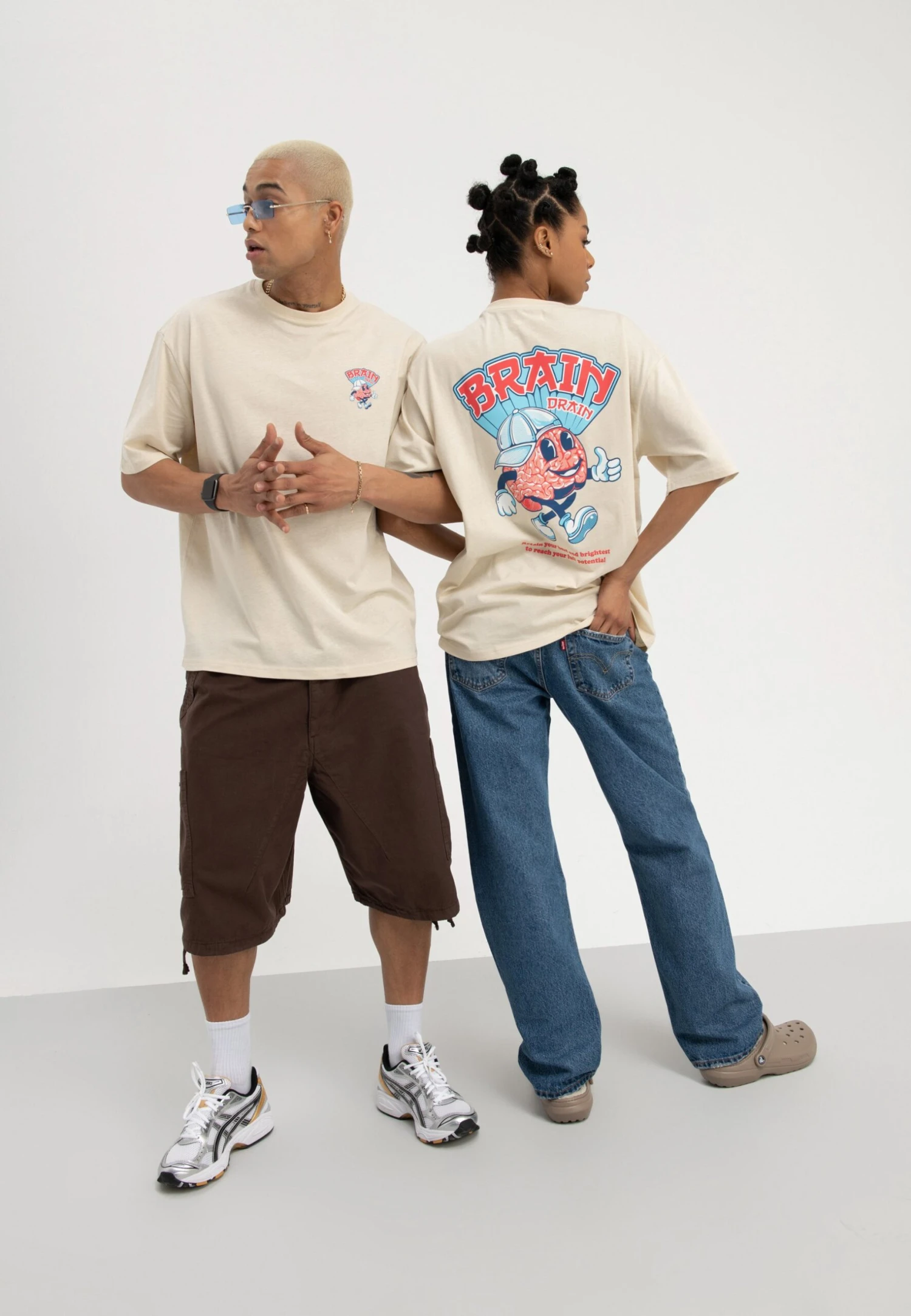 YOURTURN Unisex - T-Shirt Print - Beige - Afbeelding 2